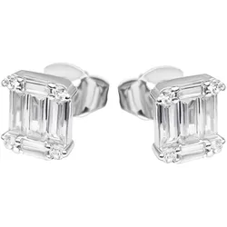 Paar Ohrstecker FIRETTI "Schmuck Geschenk Silber 925 Ohrschmuck Ohrringe Oktagon Schliff", silber (silberfarben, kristallweiß, kristallweiß), Ohrringe, Damen, Silber 925 (Sterlingsilber), mit Zirkonia (synth.)