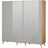 Andas Kleiderschrank »Lund Schlafzimmerschrank Bestseller im skandinavischem Design«, Garderobenschrank mit Premium Innenausstattung, Breite 200cm hochglanz, grau,