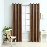 vidaXL Verdunkelungsvorhang Ösen 140 x 175 cm samt beige 2 St.