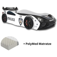 Aileenstore Autobett "Police" Spielbett für Kinder 90x200 inkl. Lattenrost und PolyMed Matratze