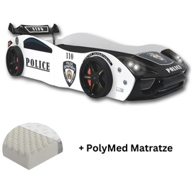 Aileenstore Autobett "Police" Spielbett für Kinder 90x200 inkl. Lattenrost und PolyMed Matratze