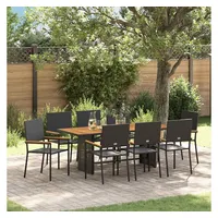 vidaXL Garten Essgruppe 9-tlg. Schwarz/Braun