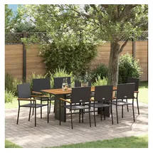 vidaXL Garten Essgruppe 9-tlg. Schwarz/Braun