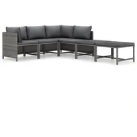 vidaXL 6-tlg Garten-Lounge-Set mit Kissen Poly Rattan Grau Modell 8