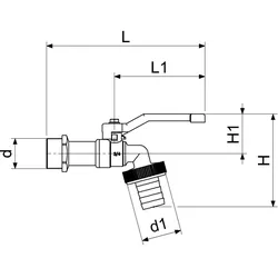Schlösser Kugel-Auslaufhahn, leicht, DN20, 3/4", Hebelgriff rot, matt verchromt