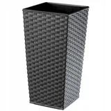 KADAX Rattan Blumentopf, Pflanzkübel mit Einlage, 40 cm, Graphit