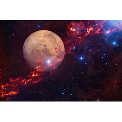 Fototapete PAPERMOON "MILCH-STRAßE-WELTALL PLANETEN SONNEN SYSTEM GALAXIE", bunt, B:4,50m L:2,80m, Vlies, Tapeten