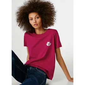 Pepe Jeans T-Shirt BRULE mit Runhals, kleiner Print auf der Brust rosa L (40)