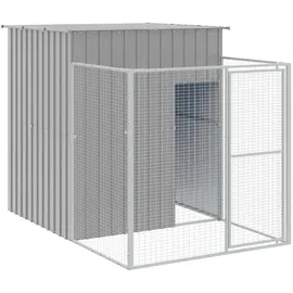 vidaXL Hundehütte mit Auslauf Anthrazit 165x455x181cm Verzinkter Stahl