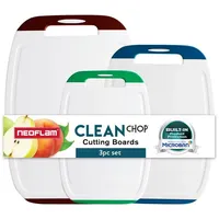 NEOFLAM® Schneidebrett BiJu Antibakterielles Schneidebrettset, 3tlg. - Rot/Blau/Grün, Kunststoff (PP), (3-St) blau|grün|rot
