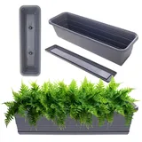 Kadax Blumenkasten mit Untersetzer im Set, mit oder ohne Blumenkastenhalterungen, Balkontopf aus Kun - KADAX