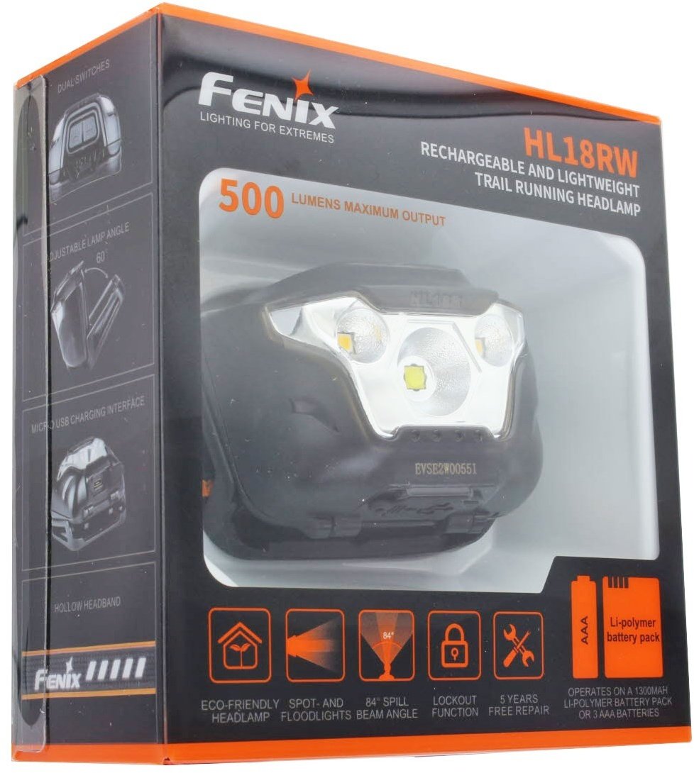 Fenix HL18RW LED Stirnlampe mit bis zu 500 Lumen Helligkeit inklusive ARB-LP-1300 Li-Polymer Akkupack