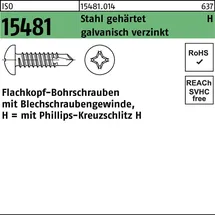 Hörger & Geßler FLAKObohrschraube ISO 15481 PH ST 3,5 x 32-H Stahl gehärtet galvanisch verzinkt 1000 Stück