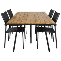 ebuy24 Chan Gartenset Tisch 100x200cm und 4 Stühle Santorini schwarz, natur. - Schwarz