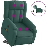 vidaXL Elektrischer Massagesessel mit Aufstehhilfe Dunkelgrün Stoff