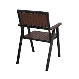 Mendler 2er-Set Gartenstuhl+Gartentisch HWC-J95, Stuhl Tisch, Gastro Outdoor-Beschichtung, Alu Holzoptik ~ schwarz, dunkelbraun