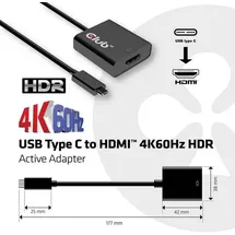 Club 3D club3D CAC-2504 USB Adapter [1x USB 3.2 Gen 2 Stecker C (USB 3.1) - 1x HDMI-Buchse] Schwarz