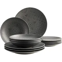 Mäser Tafelservice Steinzeug Trad. Tiles Schwarz