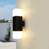 Ideus Außenwandleuchte Aluminium 32,5 cm 2x E27 IP44 schwarz-weiß