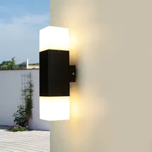 Ideus Außenwandleuchte Aluminium 32,5 cm 2x E27 IP44 schwarz-weiß