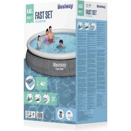 BESTWAY Fast Set Aufstellpool ⌀ 457 x 84 cm Grau inkl. Filterpumpe
