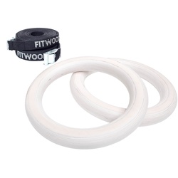 FitWood Play Turnringe 25mm - Glazing Oberfläche / Schwarz Gurt