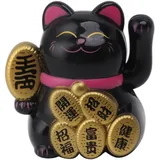 Mumusuki Winkekatze, Solarbetriebene Niedliche Glückskatze Maneki Neko Winkearm für Glück und Reichtum, Neko Winke Katze Chinesische für die Dekoration, Glücksbringer, Geschenke (Schwarz)