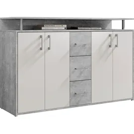 HBZ Sideboard 139 x 90 x 34 cm Grau / Weiß