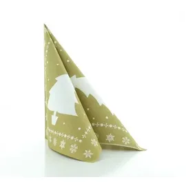 sovie HOME Serviette White Tree in Gold aus Linclass® Airlaid, 40 x 40 cm, 12 Stück