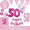 50. Geburtstag Deko rosa pink silber Party Dekoration Set Frau Geburtstagsdeko Jubiläum