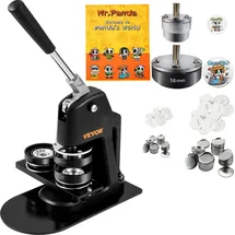 Vevor Knopfmacher-Maschine, mehrere Größen 58 + 32 mm Abzeichen-Stanzer-Set, Kinder DIY Geschenke Pin Maker, Knopfherstellung Zubehör mit 500 St... - Rot