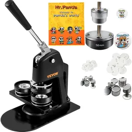 Vevor Knopfmacher-Maschine, mehrere Größen 58 + 32 mm Abzeichen-Stanzer-Set, Kinder DIY Geschenke Pin Maker, Knopfherstellung Zubehör mit 500 St... - Rot