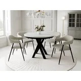 Compleo Esstisch Esszimmer, Modern, Japandi, Industrial - Küchentisch - Runder LOFTO, Esszimmertisch, Kaschmir, TOPSELLER weiß 100 cm x 77 cm x 100 cm