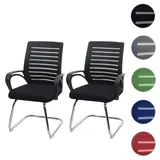 Mendler 2er-Set Konferenzstuhl HWC-K51, Besucherstuhl Freischwinger, 150kg belastbar Stoff/Textil ~ schwarz