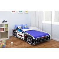 Luxusbetten24 Kinderbett Car mit verschiedenen Motiven Police 140x70