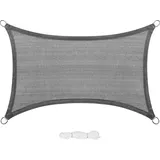 EUGAD Sonnensegel Rechteck 3x5m Sonnenschutz 200g/m2 Garten, Balkon, Terrasse, HDPE Wetterschutz atmungsaktiv Grau, 0187ZYF