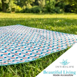 Intirilife Picknickdecke Flamingo blau 199 x 190 cm