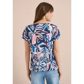 Cecil V-Shirt CECIL, Damen, Gr. M (40), universal blau, Stoff, 50% Modal, 50% Baumwolle, gemustert, comfort fit normal, V-Ausschnitt, normaler Saum, Shirts, mit abgerundetem V-Ausschnitt, Topseller