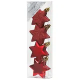 Inge‘s Christmas Decor Weihnachtskugeln: Stern-Form 6 cm / 8 STK. in Rot bruchsicher für Weihnachten, Christbaumschmuck