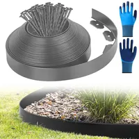 Flexible Rasenkante Kunststoff, mit 50 Erdanker, Beetumrandung Kunststoff, Länge 10m Höhe 5cm (10M*5CM, Grau)