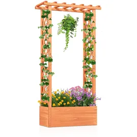 Costway Hochbeet mit Rankgitter 66 x 32 cm Orange