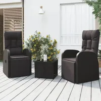 Ankonbej 3-tlg. Garten-Lounge-Set Schwarz Poly Rattan & Stahl