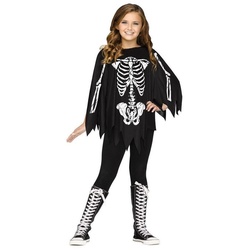 Fun World Kostüm Skelett Poncho für Kinder schwarz