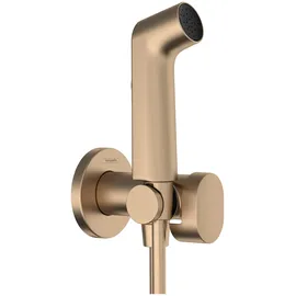 Hansgrohe Bidette Handbrause 1jet S EcoSmart für Kaltwasser, mit Brausehalter und Brauseschlauch 125cm, 29230140, Farbe: Brushed Bronze