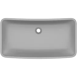 vidaXL Luxus-Waschbecken Rechteckig Matt Hellgrau 71x38 cm Keramik