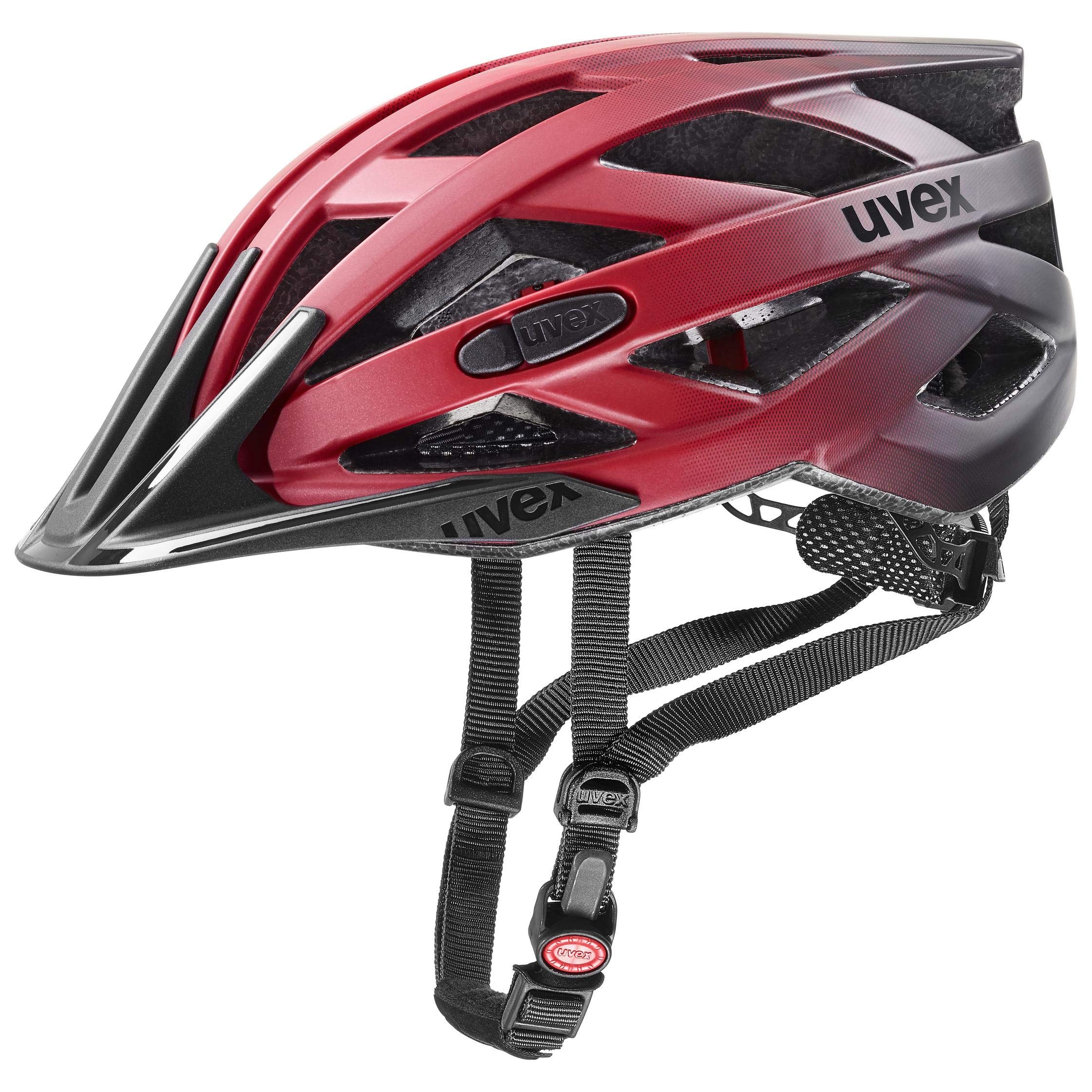 uvex i-vo cc - leichter Allround-Helm für Damen und Herren - individuelle Größenanpassung - erweiterbar mit LED-Licht - red black - 52-57 cm