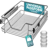 DEUBA casaria® Teleskopschublade Schrankauszug Küche Schublade 40cm 25kg Belastbar Verchromt Korbauszug mit Zubehör Haushalt Küchenschrank