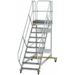 MUNK Aluminium-Plattformtreppe fahrbar 45° 10 Stufen