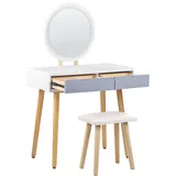 Beliani Schminktisch, mit Spiegel und Hocker JOSSELIN