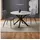 Homestyle4u Essgruppe rund 3-tlg. | Esstisch + 2 Leinen Polsterstühle grau | Homestyle4u